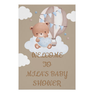 BIENVENUE SIGNE DE BABY SHOWER AVEC UN PETIT OURS