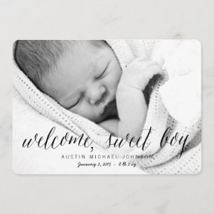 Bienvenue Sweet Boy Faire-part de naissance phot