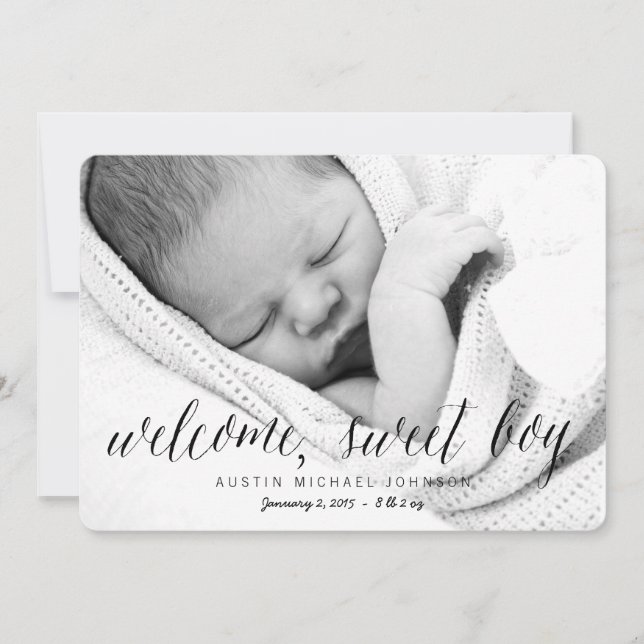 Bienvenue Sweet Boy | Faire-part de naissance phot (Devant)