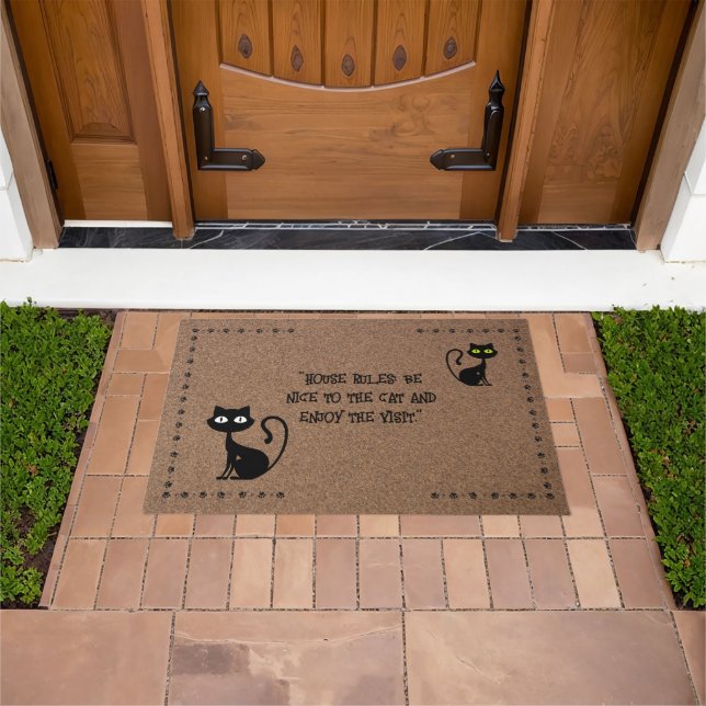 Bienvenue : Tapis de porte à thème pour chat (De plein air)