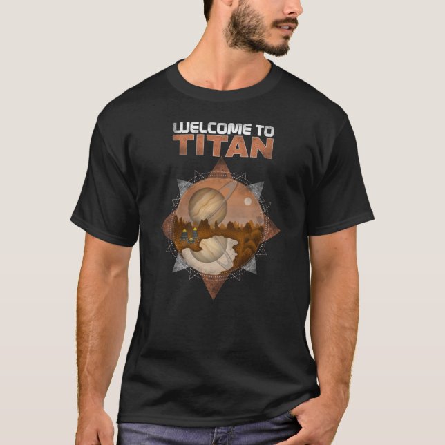 Bienvenue Titan Retro Space Art Sci Fi T-Shirt (Devant)