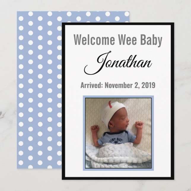 Bienvenue Wee Baby NAME Faire-part (Devant / Derrière)