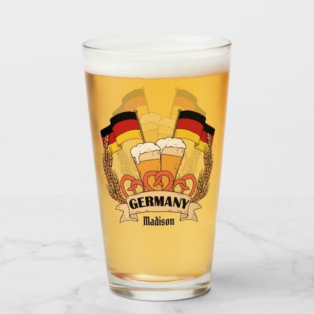 Bière allemande - nom personnalisé verre à pinte (Dos (rempli))