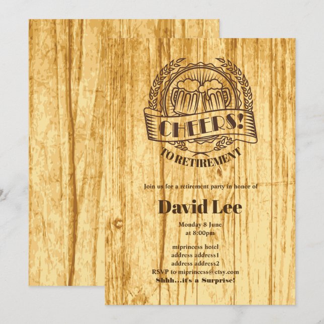 BIÈRE, encourage à la retraite, invitation (Devant / Derrière)