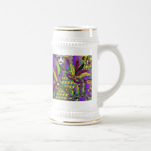Bière Masque à plumes de Mardi Gras psychédélique Chope