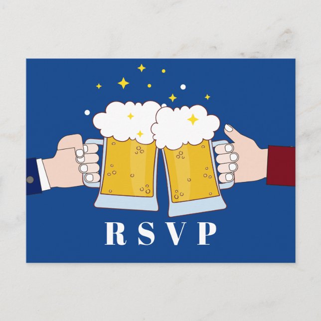 bière, thème bière, fête, carte postale RSVP (Devant)