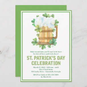 Bière verte et Shamrock St. Patrick's Day Invitati