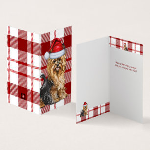 Biewer Terrier Chien de vacances Rouge Plaid Noël