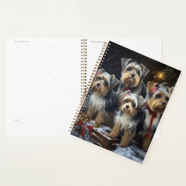 Biewer Terrier enneigé traîneau décor de Noël (Devant avec enveloppe)