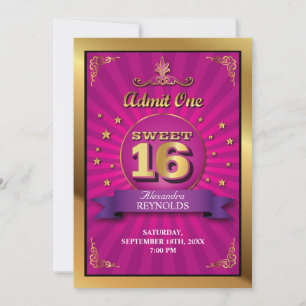 Big Bash Pink Sweet 16 Invitation