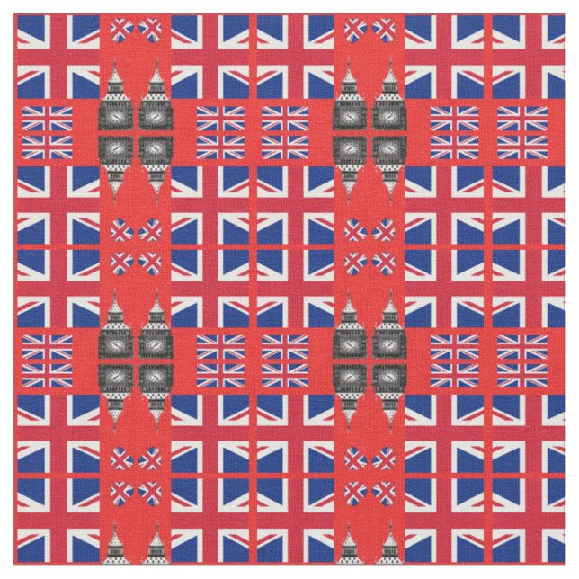 Big Ben, British Flag, tissu branché au Royaume-Un (Fermer)