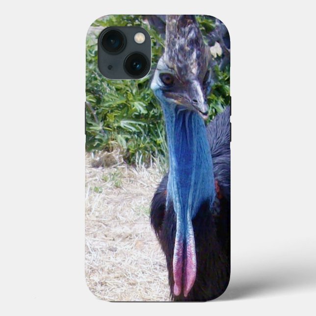 Big Blue Cassowary Bird, iPhone 13 Coque (Verso)