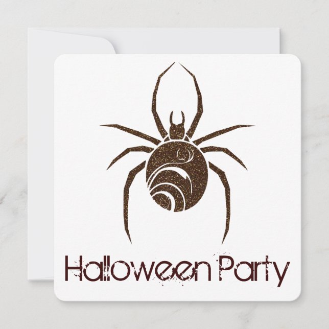 Big Brown Spider Halloween Party Invitation 2 (Devant)