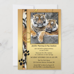 Big Cats Tiger Gold Post Faire-part de mariage