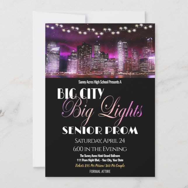 Big City Big Lights Prom High School Invitation (Devant)