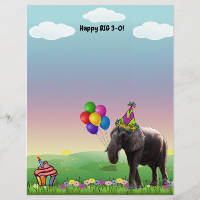 Big Fat Joyeux Anniversaire avec un éléphant & Cup (Devant)