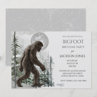 Big Foot/ Sasquatch Invitation de fête d'anniversa