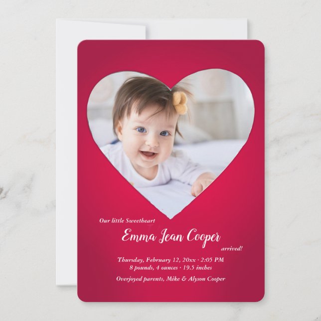 Big Heart Photo Faire-part de naissance (Devant)