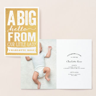 Big Hello Little Lady Baby Girl Faire-part de nais