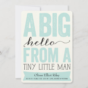 Big Hello Little Man Baby Boy Faire-part de naissa