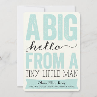 Big Hello Little Man Baby Boy Faire-part de naissa