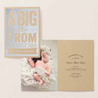 Big Hello Little Man Baby Boy Faire-part de naissa