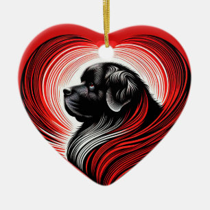 Big Love Newfie dans un ornement en céramique en f
