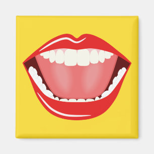 Big Mouth Cool Humour Funny Carré Magnet