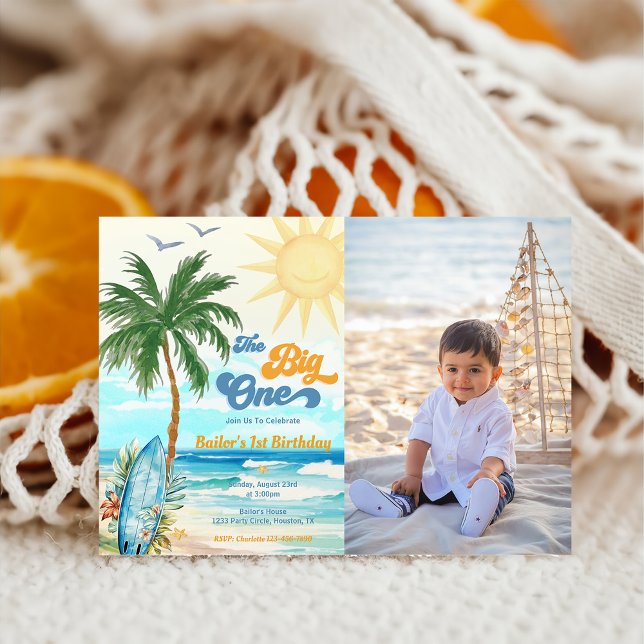 Big One Surf Beach 1er anniversaire Invitation (Créateur téléchargé)
