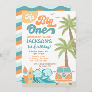 Big One Surf Beach 1er anniversaire Invitation