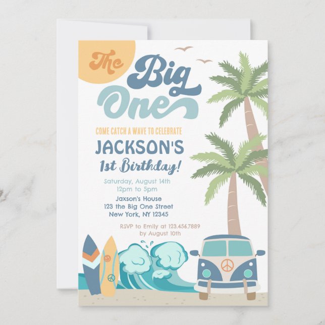 Big One Surf Beach 1er anniversaire Invitation (Devant)