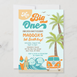 Big One surfe Surf 1er anniversaire Invitation