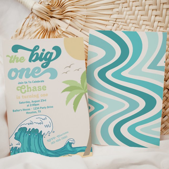Big One Surfing Invitation | Invitation à grande v (Créateur téléchargé)