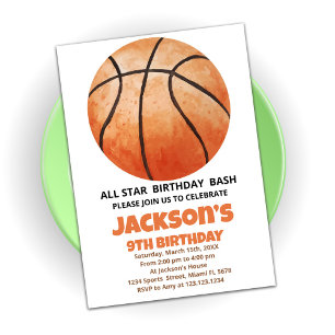 Big Orange Basketball Invitations Anniversaire