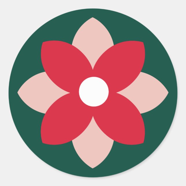 Big Poinsettia Pine Green Holiday Sticker (Devant)