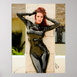 BIG POSTER - BLACK LATEX CATSUIT - Bianca Beaucha