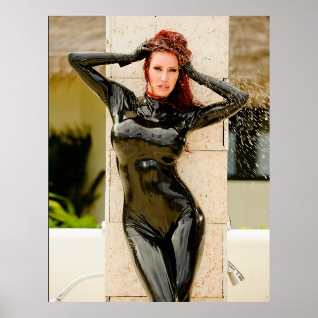 BIG POSTER - BLACK LATEX CATSUIT - Bianca Beaucha (Devant)