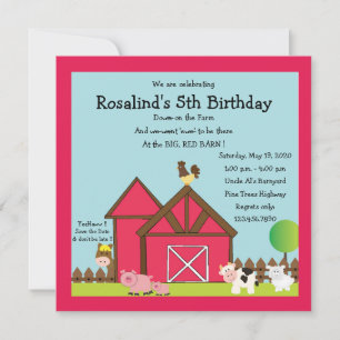 Big Red Barn Invitation de fête d'anniversaire