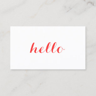 Big Red Hello Carte de visite simplement indiqué