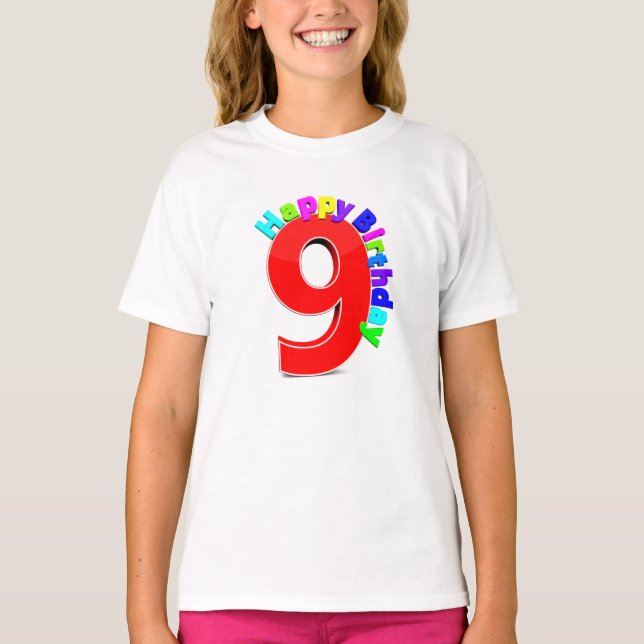 Big Red Numéro 9 avec typographie T-shirts d'anniv (Devant)