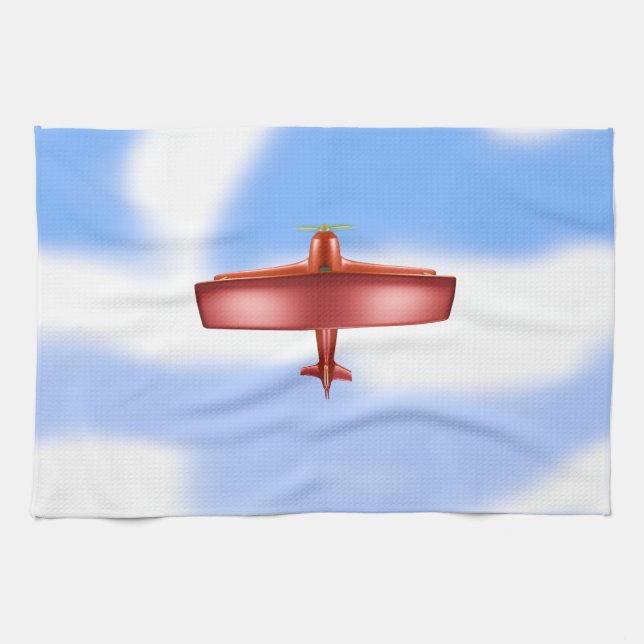 Big Red Plane Aviation SkyBlueClouds Serviette de  (Horizontal)