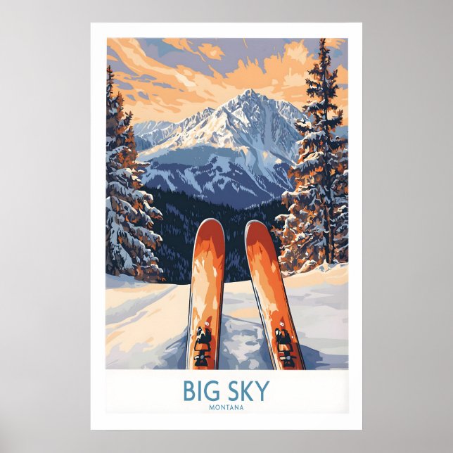 Big Sky Art Print - Skiing Poster 1 (Devant)