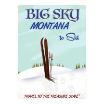 Big Sky, Montana affiche de voyage de ski
