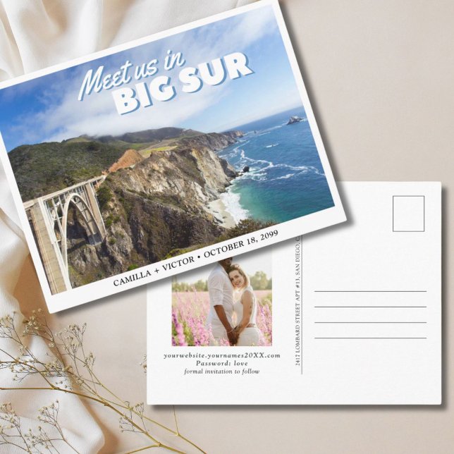 Big Sur Mariage Bixby Enregistrer la carte postale (Big Sur Wedding Bixby Save the Date Postcard
)