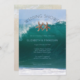 Big Surf Starfish Couple Wedding shower Invitation