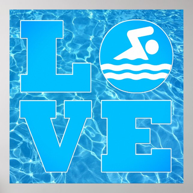 Big Swim LOVE Pool Poster for Swimmers & Coaches (Devant)