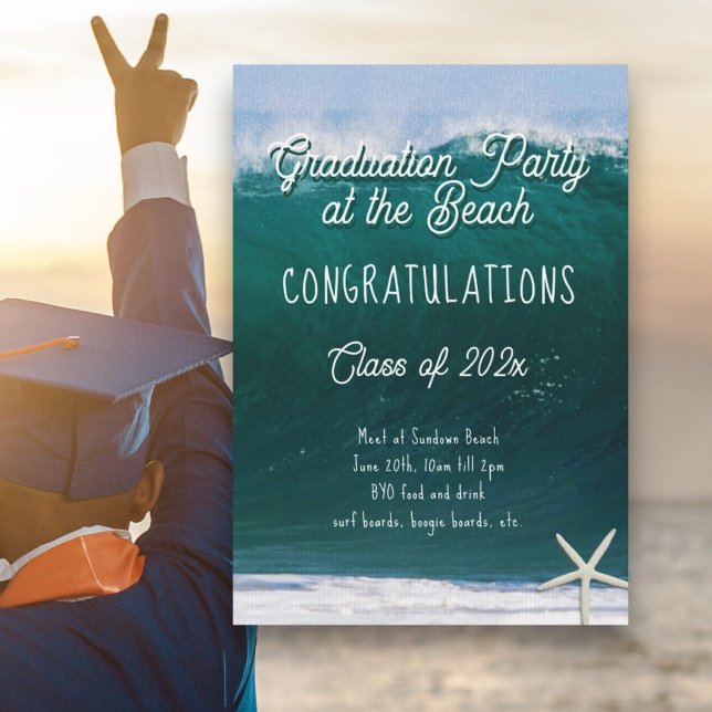 Big Wave Beach Graduation Party Invitation de clas (Créateur téléchargé)