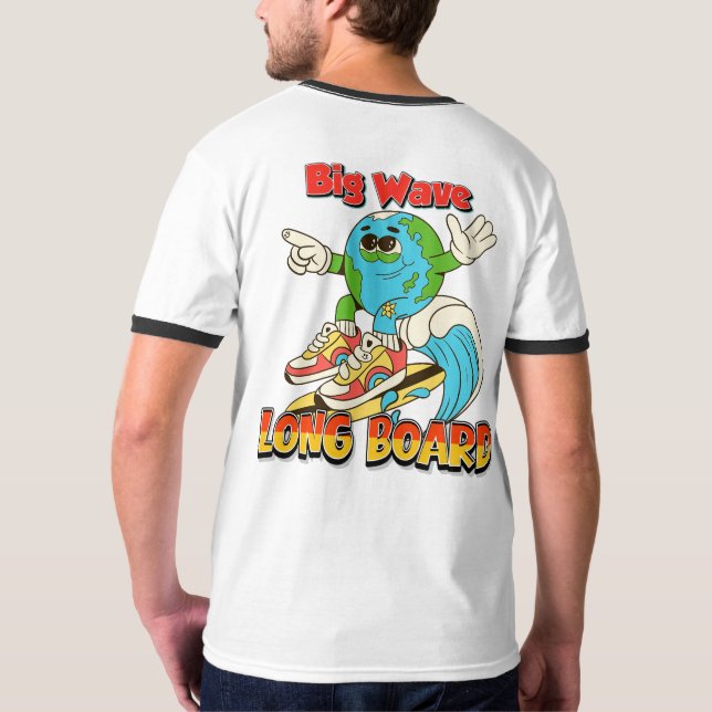 Big Wave Long Board Surfing T-shirt  (Dos entier)