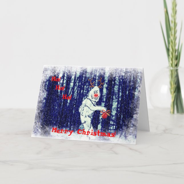 Bigfoot dans la carte de Noël de la forêt (Devant)