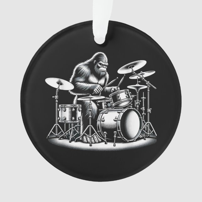 Bigfoot Drummer Sasquatch Jouer Drums Musicien B (devant)